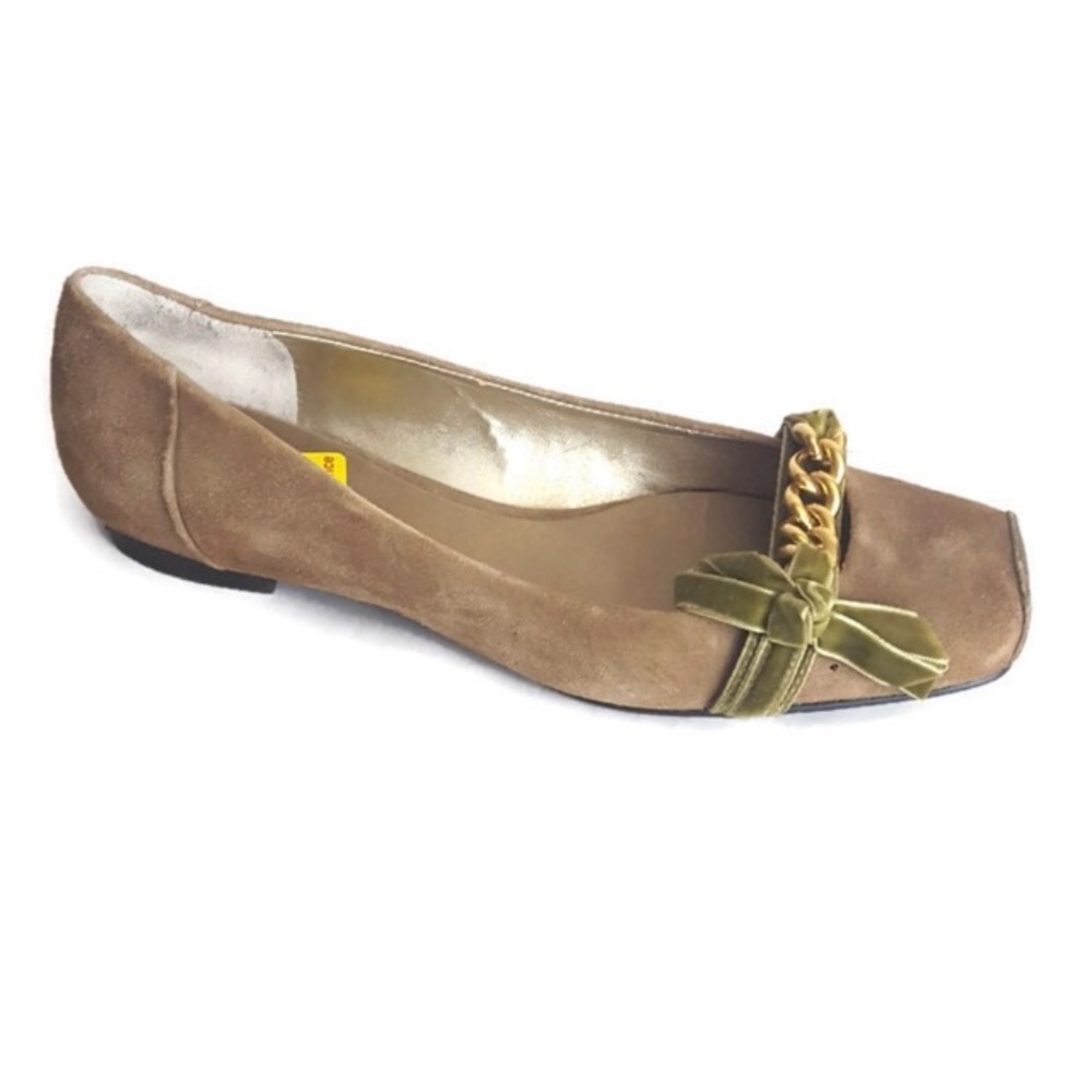 Nine West Flats Suede Chain Velvet Bow 6.5M